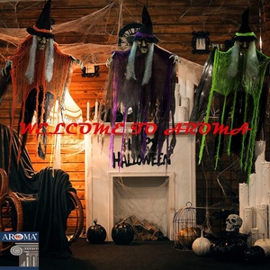 Decorazioni Classiche da Appendere per Halloween a Tema <span class=keywords><strong>Strega</strong></span>, Spaventose e Inquietanti, in Tessuto Arancione, Verde e Viola per Feste, Tavola, Casa Stregata e Oggetti di Scena per Bar - Product Image 3