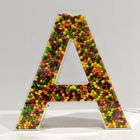 RAY YI Vente en gros de lettres de l'alphabet transparentes pour mariage, lettres en acrylique 3D transparentes, lettres à remplir de bonbons