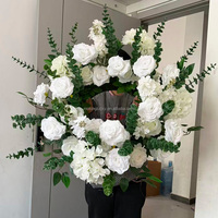 Guirlande de roses artificielles pour décoration de mariage, porte-bougie, centre de table, guirlande florale bleu poussière