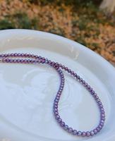 Style traditionnel chinois de la haute société, perles d'eau douce naturelles violettes, perles densement enfilées.
