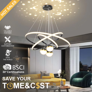 JUNTOS Oro Tres anillos Luces colgantes de alta calidad Líneas suaves Candelabro de Ambiente de moda nórdica moderna - Product Image 2
