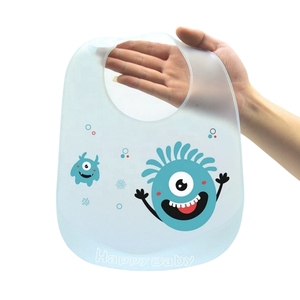 Bavoirs pour bébé en silicone imperméables et ajustables avec récupérateur de nourriture, sans BPA, imprimés de dessins animés mignons, pour l'alimentation - Vente en gros - Product Image 1