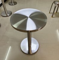 Table basse ronde de style industriel simple et moderne avec structure en fer et plateau en acier inoxydable pour salon de thé, balcon ou restaurant