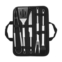Offre Spéciale 7 pièces ensemble d'outils de barbecue en acier inoxydable portables pour l'extérieur comprend des spatules et des bâtons de nettoyage à base de métal
