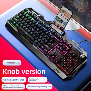 Lvkidron tại chỗ bán buôn 104 key có dây chơi game cơ khí bàn phím RGB Backlit tấm kim loại khối lượng núm điện thoại chủ - Product Image 5