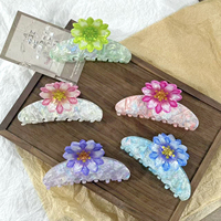 Nouvelle conception de pinces à cheveux en forme de fleur semi-transparentes et colorées, pinces à cheveux personnalisées Sunny, plaque arrière de la tête, pince à cheveux