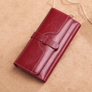 Women's Large Capacity Real Leather Clutch <b>Wallets</b> Long Zipper Waxy Cover Anti-Theft Feature Real Leather Credit Card <b>Holder</b> - Product Image 6