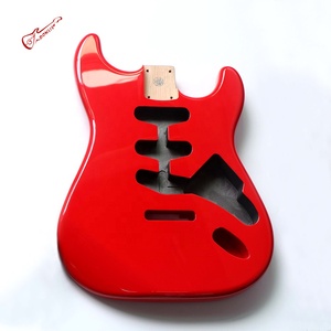 Corpo per Chitarra Elettrica ST in <span class=keywords><strong>Ontano</strong></span> <span class=keywords><strong>Rosso</strong></span> Fiesta con Finitura Lucida Donlis per Kit Elettrici SSS dalla Fabbrica Cinese Disponibile in Vari Colori - Product Image 1