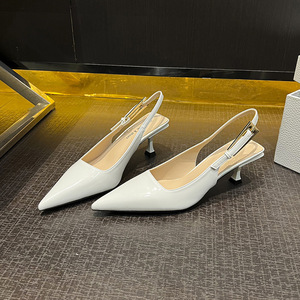 6098A Escarpins slingback pour femme à bout pointu, talon aiguille, couleur unie, doublure en PU, chaussures d'été tendance - Product Image 1