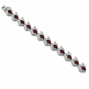 925 Sterling Silver Rhodium Plated Garnet and Cubic Zirconia Designer <b>Bracelet</b> - Product Image 5