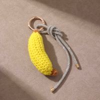 EDGE Porte-clés banane au crochet mignon, pendentif fruit fait main, porte-clés en corde avec strass, accessoire de mode, breloque de sac pour femme