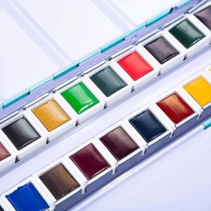 Ensemble de peinture à l'aquarelle solide professionnelle de 12/24/36/48 couleurs avec stylo pinceau, tubes de 12 ml, boîte en métal, papier et toile, artisanat artistique DIY - Product Image 3