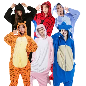 Hot Selling Family Mommy And I Adult Kids Onesie Cartoon Donkey Pajamas Thickened Button Down Kigurumi