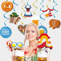 Décorations suspendues en spirale pour l'Oktoberfest, lot de 8 guirlandes en spirale, décorations pour fête bavaroise allemande, festival de la bière, dirndl, chopes à bière