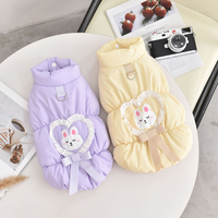 Manteau chaud pour chien avec motif de lapin mignon, doublure en polaire, vêtements pour animaux de compagnie, veste, gilet d'hiver pour chat