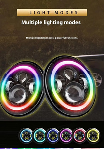 Nuevo Faro Delantero <span class=keywords><strong>de</strong></span> 7 Pulgadas <span class=keywords><strong>con</strong></span> <span class=keywords><strong>Ojo</strong></span> <span class=keywords><strong>de</strong></span> Ángel RGB <span class=keywords><strong>de</strong></span> Círculo Completo, 6500K, 3800LM, Lente <span class=keywords><strong>de</strong></span> 12V y 38W, <span class=keywords><strong>LED</strong></span> <span class=keywords><strong>de</strong></span> Luz Alta/Baja Integrada para Wrangler - Product Image 6