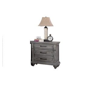 Table de chevet contemporaine en chêne gris avec rangement, placage chêne, meuble de chambre à coucher - Product Image 3