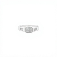Bague Octogonale Pavée en Argent 925 Plaqué Rhodium JAURA JEWELS, Cristal Géométrique, Bijoux Fins Minimalistes Unisexe