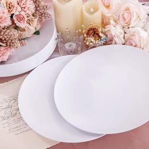 Assiettes jetables en plastique blanc robustes pour fêtes <span class=keywords><strong>de</strong></span> Noël et mariages, 7,5/10,25 pouces, pour dîner, dessert et salade, 100 % biodégradables - Product Image 2