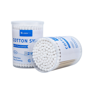 Échantillon gratuit 100 pièces/boîte de bâtonnets de coton en bambou avec boîte ronde pour le nettoyage des oreilles et du nez - Product Image 2