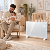 Radiateur mural intelligent 2-en-1 avec surface en verre, commande par application, pour chauffage intérieur résidentiel et commercial