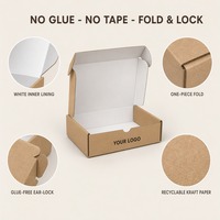 Boîte d'expédition en carton ondulé kraft écologique avec impression personnalisée pour vêtements, emballage auto-scellant, vente en gros directe usine