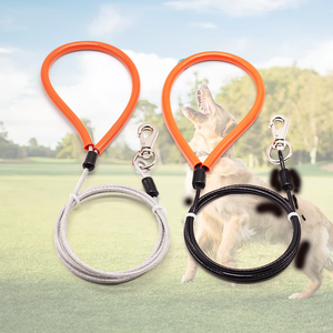 Guinzagli per Cani Resistenti, Guinzaglio in Metallo Anti-Masticazione per Cani di Taglia Grande (Fino a 113 kg), Guinzaglio in Cavo Metallico da 3 Metri con Impugnatura Morbida in Silicone - Product Image 1