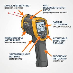 Thermomètre infrarouge haute température 572-2 avec double laser, en plastique, haute précision - Product Image 5