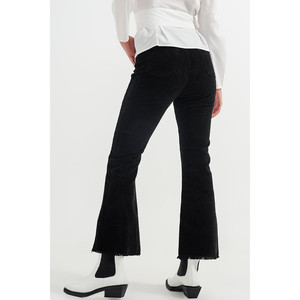 Pantalon évasé en cordon extensible noir - Product Image 4