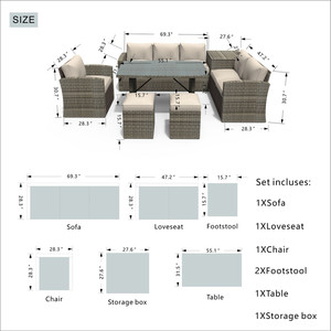 Weather Proof <strong>Cueva</strong> Rattan Wicker Person Seating Group Outdoor Garden Furniture Sofa with 6 Cushions - Product Image 2