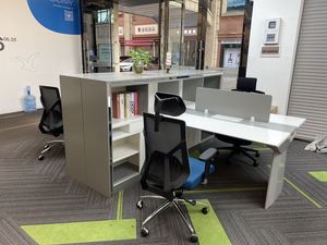 Modern High Quality White and Grey Office Furniture <strong>Corner</strong> Staff Desk with Storage Small Compact Modular <strong>Workstation</strong> - Product Image 3