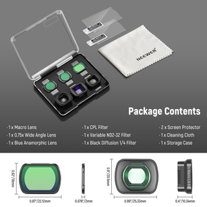 FL-B28 камера NEEWER 3 Pack для DJI Pocket 3 ND2-32 CPL 1/4 черный диффузионный широкоугольный объектив 0,75x и фильтры для макро-объектива - Product Image 6