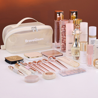Trousse de toilette de voyage en cuir, fermeture éclair, poignée souple, grande capacité, multifonction, résistante à l'eau, légère