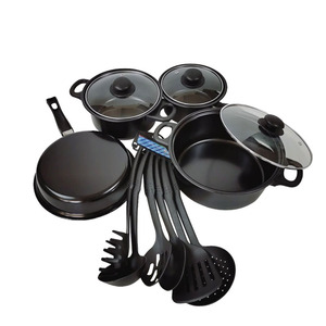 Antihaft Metall Küchen geschirr Kochtopf <span class=keywords><strong>Set</strong></span> Multifunktion Schwarz Kochgeschirr <span class=keywords><strong>Set</strong></span> Geschenk box Küche Kochgeschirr Bratpfanne <span class=keywords><strong>Set</strong></span> - Product Image 4