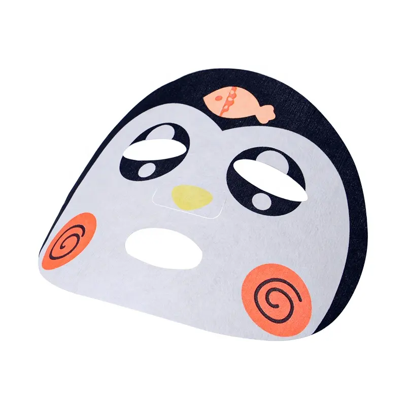 Feuille de masque facial d'impression de dessin animé de personnage de pingouin pour enfants, enfants-faite avec du coton 100%