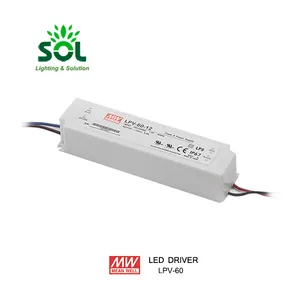 Fonte de energia para driver Meanwell LPV-60-12 Tensão constante 60W 12V IP67 LED