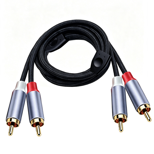 Dual RCA Gold Plated Jack Plug 2-to-2 Input Audio Cable Custom 2RCA Red and White 1m 2-in-1 Nylon Braided Guitar Speaker Cable