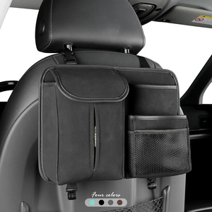 Car <b>Seat</b> Back Organizer <b>Storage</b> Bag With Hook And Tissue Pocket For Vehicle Use Non Woven Fabric 4-7 Compartments - Product Image 2
