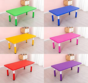Tables et chaises de maternelle, table pour enfants, table de jeu en plastique pour bébé, table rectangulaire réglable, mobilier de maternelle - Product Image 6
