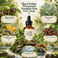 Complément Liquide Herbal en Gouttes de Noix de Grenoble, Absinthe, Graines de Citrouille et Clou de Girofle, Marque Blanche, OEM, Bien-être Botanique, Fourniture en Gros