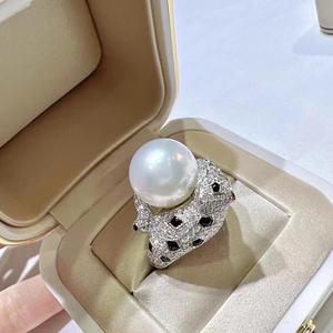 Anillo de Plata de Ley S925 Estilo Femenino Serie Ka Jia Cheetah, Perla de 13-14 mm, Diseño de Grifo con Microdefectos, Joyería de Moda, Modelo Wenchi - Product Image 1