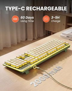 OEM ODM 무선 키보드, 따뜻한 백라이트, 조용한 충전식, 24GHz 그린 라이트 업 레터링, 2000mAh 배터리, 틸트 레그, 메탈 패널 - Product Image 5