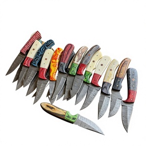Couteau à lame fixe en acier Damas avec manche coloré, personnalisable, pour la chasse, le camping et la survie - Product Image 1
