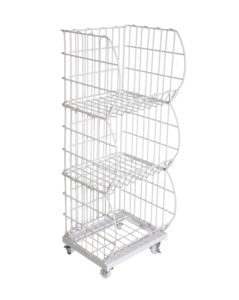 Estante de exhibición de 3 niveles, cesta de mercado de malla de alambre con ruedas, estante redondo de metal para soporte de tienda - Product Image 2