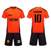 Cheap Custom Black Orange Sublimation Soccer Uniform Jersey Free