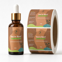 Étiquettes autocollantes personnalisées en rouleau pour flacons compte-gouttes marron, pour sérum facial et emballages de soins de la peau