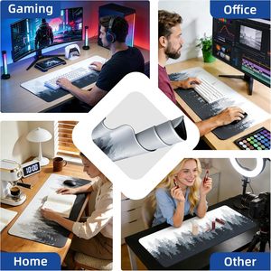 Tapis <span class=keywords><strong>de</strong></span> souris XL grand format à motif <span class=keywords><strong>de</strong></span> forêt <span class=keywords><strong>de</strong></span> dessin animé pour jeux, antidérapant, bords cousus en caoutchouc, design personnalisé - Product Image 4