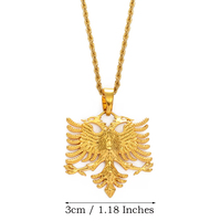 Silber/Gold Albanischer Adler Anhänger Halskette Ethnischer Schmuck Mit Kupferketten für Männer und Frauen Kosovo # 233406