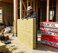 Panneaux d'isolation thermique en laine minérale INSULWOOL pour la construction de maisons en bois