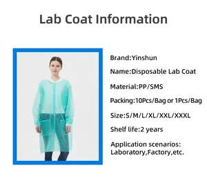 Harga pabrik grosir sekali pakai ppe kustom berwarna lab rajutan kerah mantel seragam kerja gaun isolasi untuk pabrik